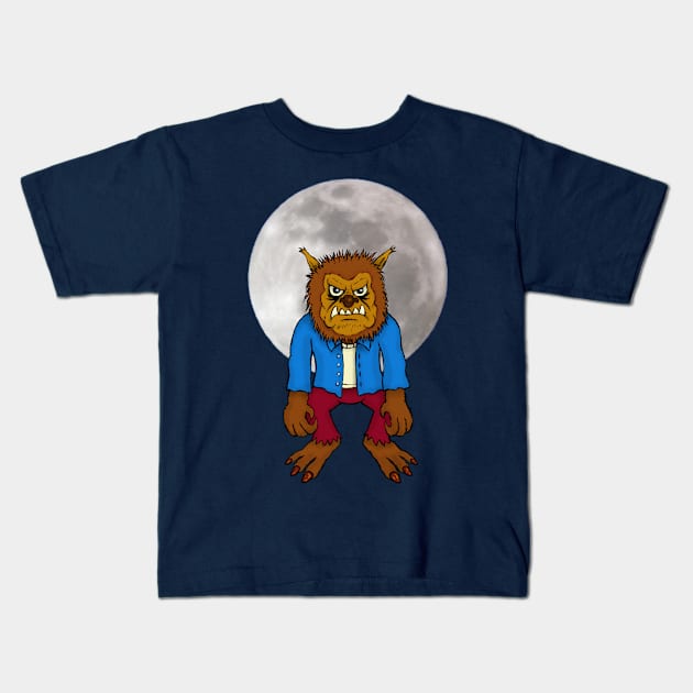 Wolf Man Kids T-Shirt by MalcolmKirk